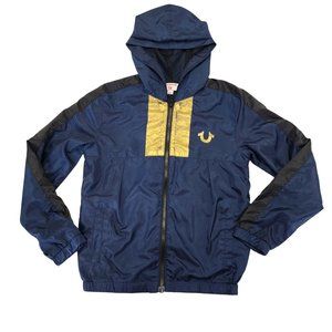 True Religion Youth Boys Navy Foil Print Hooded Windbreaker‎ , Size 7